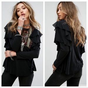 New Free People La Cienga Ruffle Top S